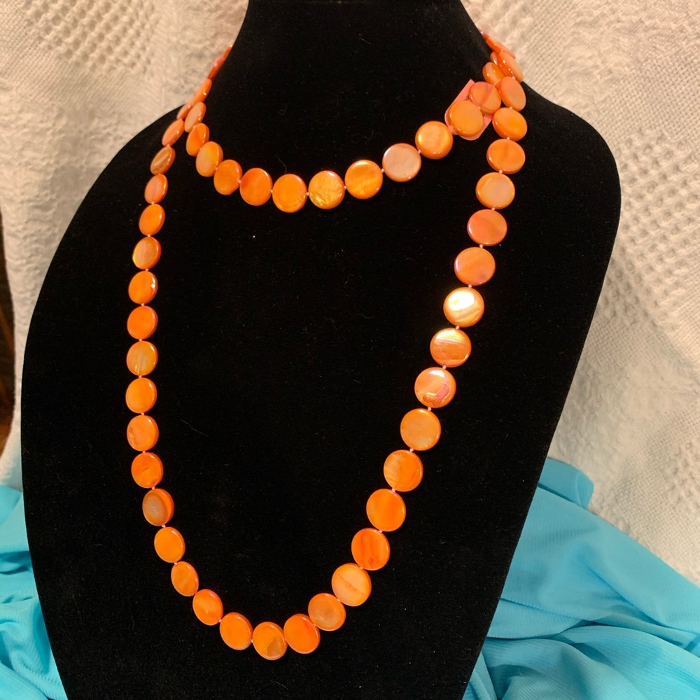 Orange Shell Bead Necklace - Picture 3 of 8